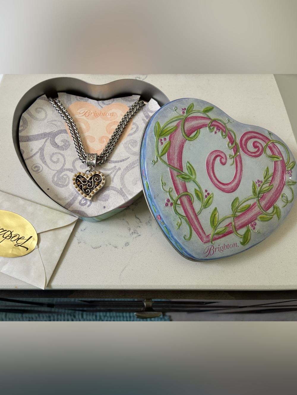 Brighton Gate Of Love Silver Plated Heart Necklace & Original Heart Tin.